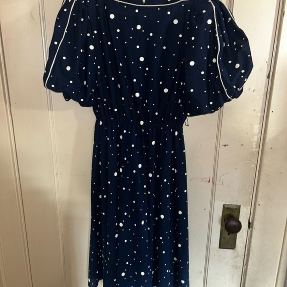 Vintage Navy Blue Polka Dot Dress